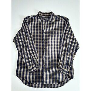 Banana Republic Mens Plaid Lightweight Flannel Shirt Size M Blue Tan Button Down